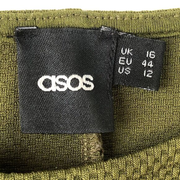 ASOS Women’s Textured 3/4 Sleeve Green Dress Size 12 - Picture 3 of 16